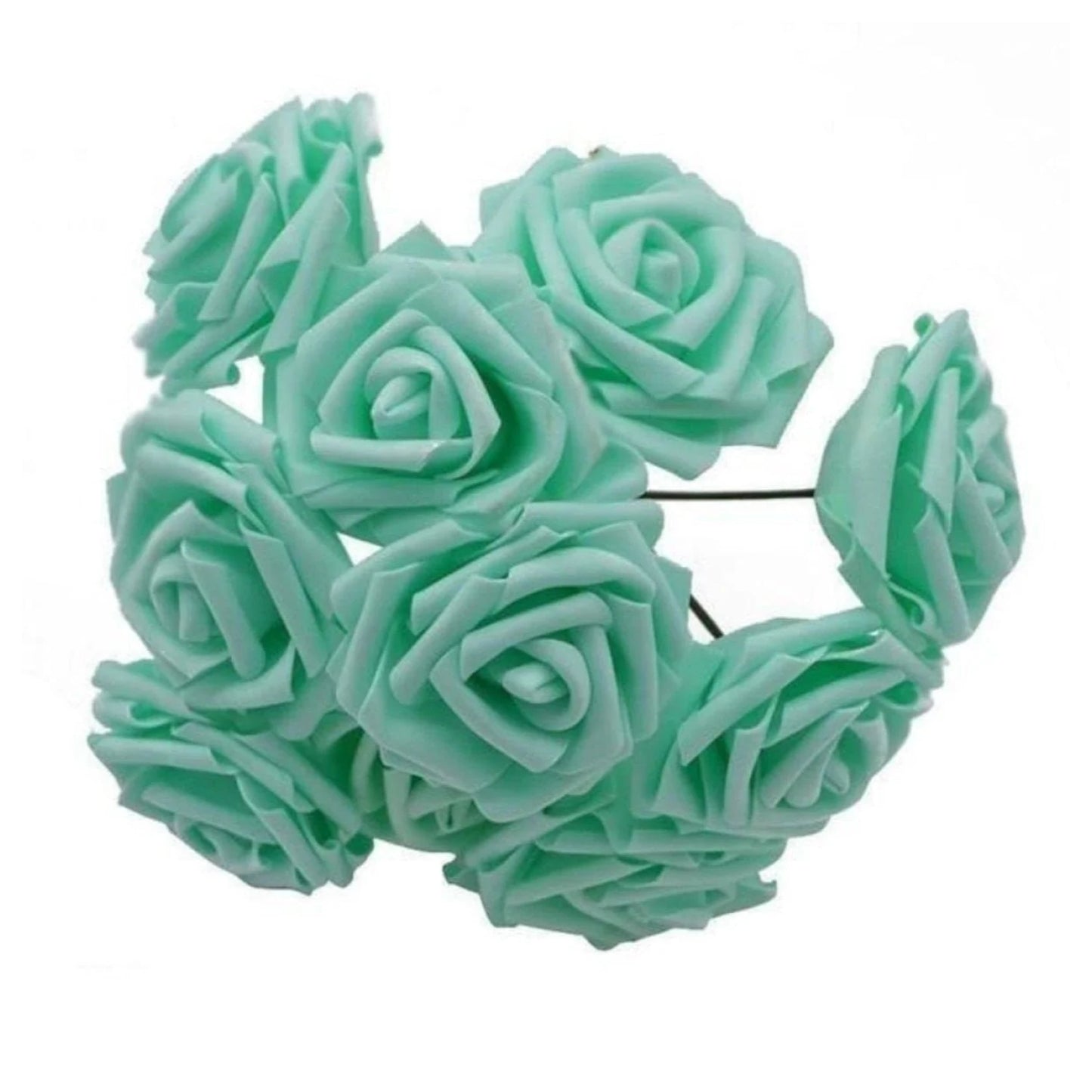 20x Mint Green 7cm Foam Flowers Rose Stems Artificial Wedding Bride Bouquet - - Asia Sell