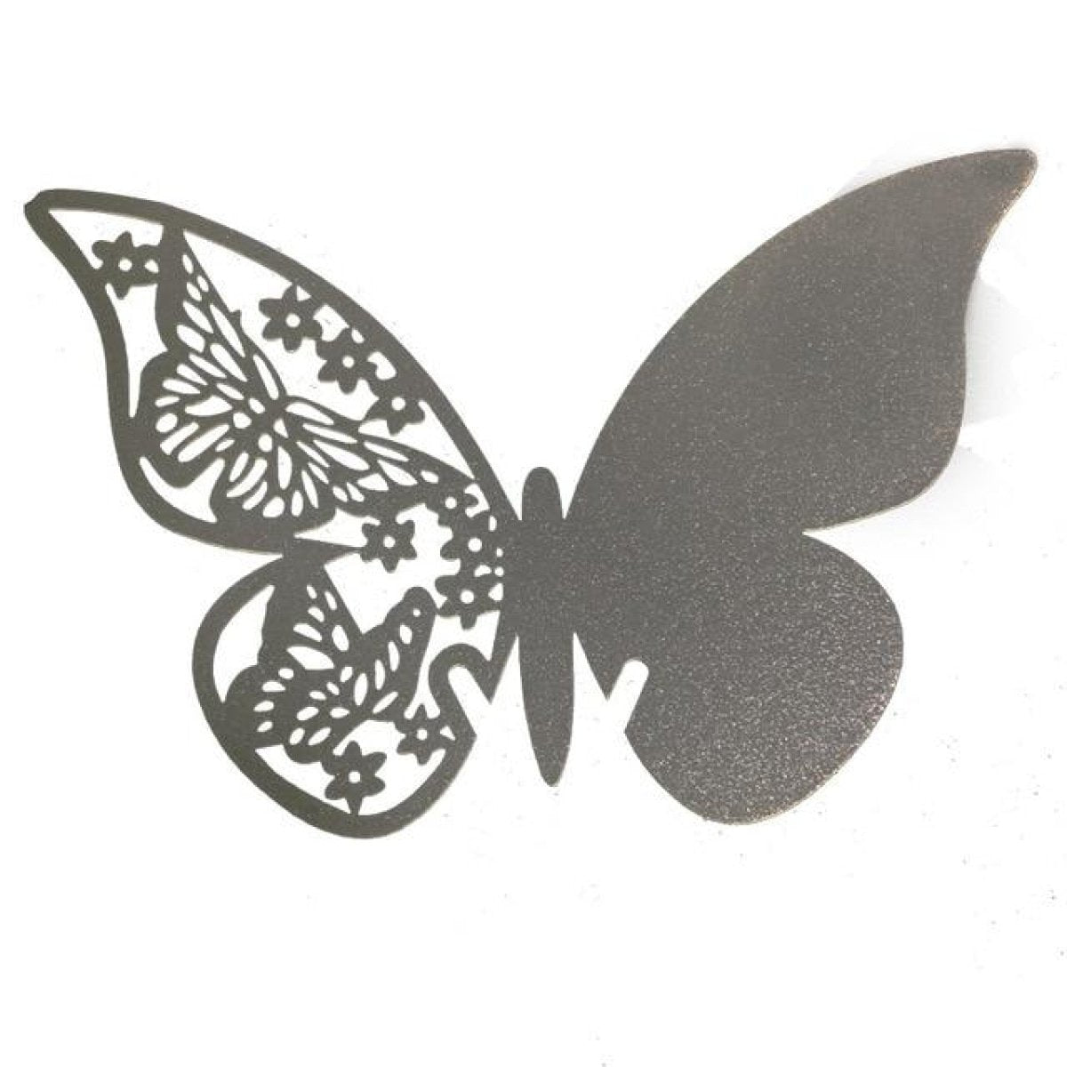 20x Wine Glass Wedding Name Cards for Weddings Butterfly Laser Cut Paper Table Place Card 11cm - Gray - Asia Sell