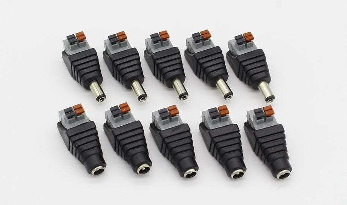 2/10pcs Male Female Connector for 3528/5050/5730 LED Strip 5.5x2.1mm Power Jack - 5 male 5 female - Asia Sell