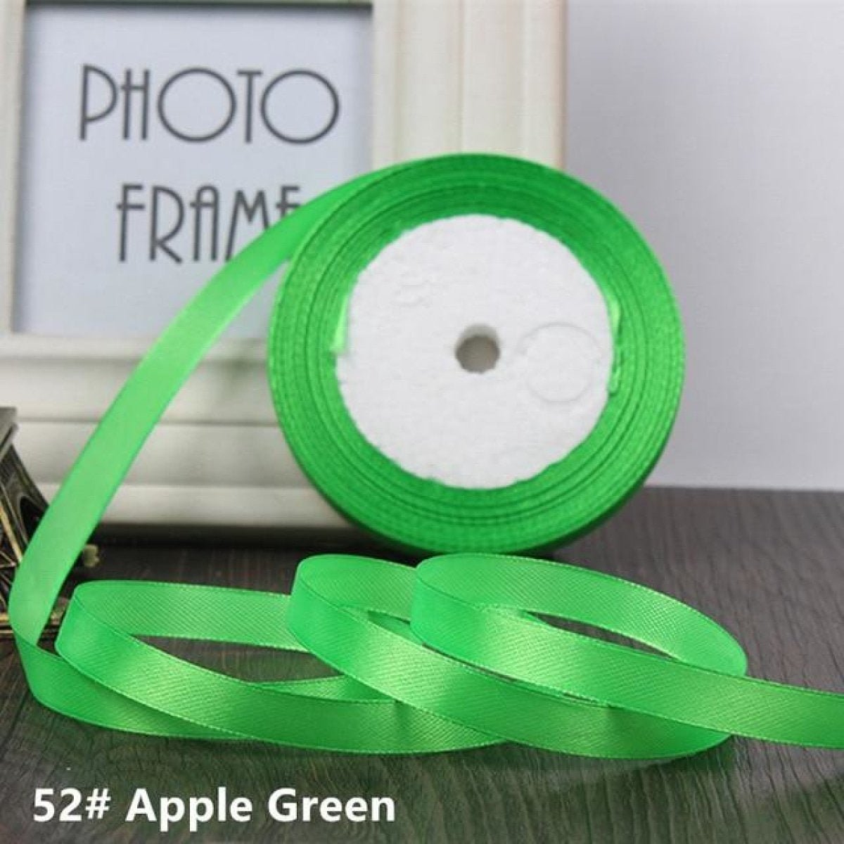 22m 10mm-15mm Polyester Ribbon for Crafts Bow Gift Wrapping Party Wedding Hair - Apple Green 10mm - - Asia Sell