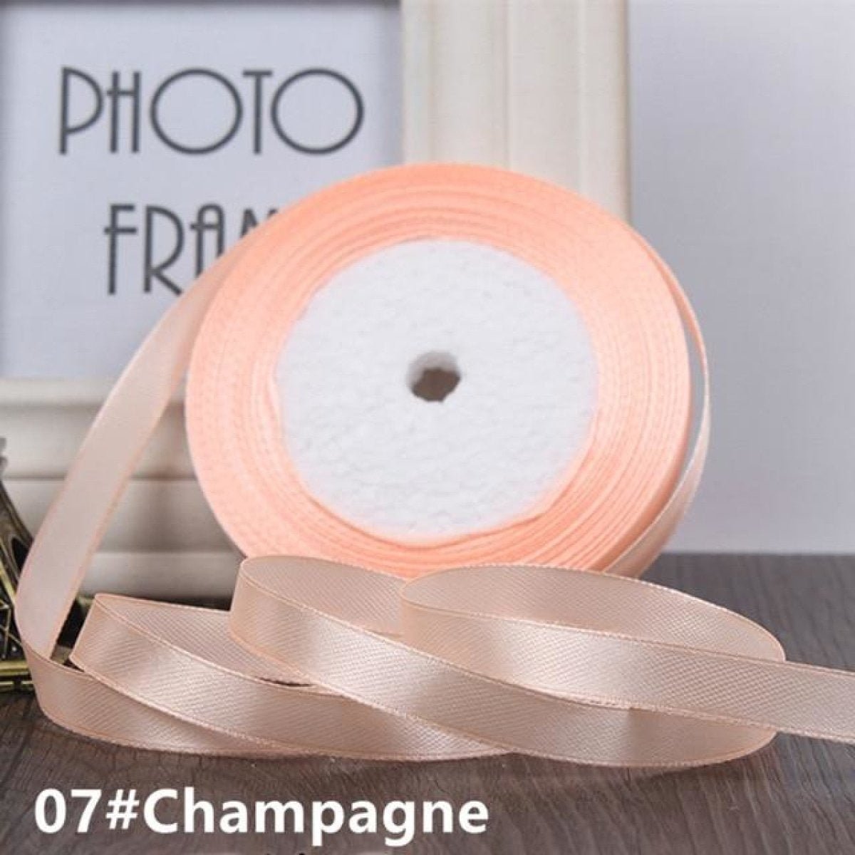 22m 10mm-15mm Polyester Ribbon for Crafts Bow Gift Wrapping Party Wedding Hair - Champagne 15mm - - Asia Sell