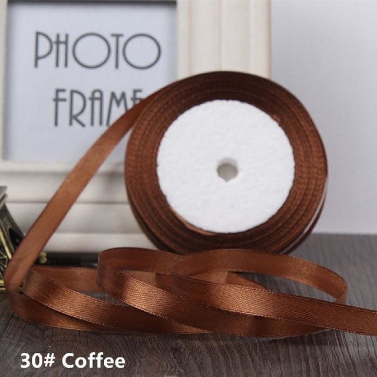22m 10mm-15mm Polyester Ribbon for Crafts Bow Gift Wrapping Party Wedding Hair - Coffee 15mm - - Asia Sell