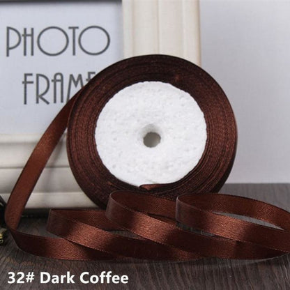 22m 10mm-15mm Polyester Ribbon for Crafts Bow Gift Wrapping Party Wedding Hair - Dark Coffee 15mm - - Asia Sell