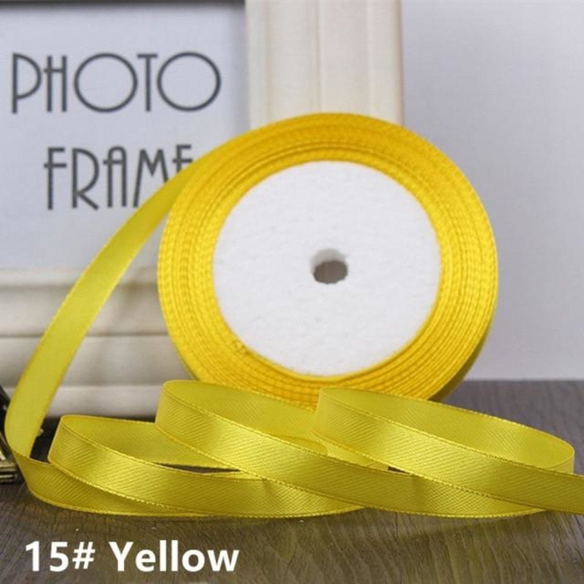 22m 10mm-15mm Polyester Ribbon for Crafts Bow Gift Wrapping Party Wedding Hair - Gold Yellow 10mm - - Asia Sell