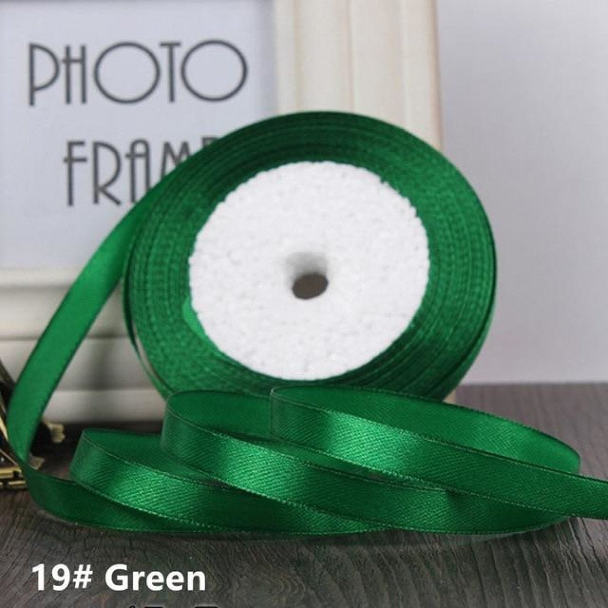 22m 10mm-15mm Polyester Ribbon for Crafts Bow Gift Wrapping Party Wedding Hair - Green 10mm - - Asia Sell