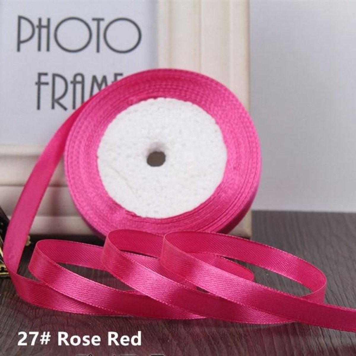 22m 10mm-15mm Polyester Ribbon for Crafts Bow Gift Wrapping Party Wedding Hair - Rose Red 15mm - - Asia Sell