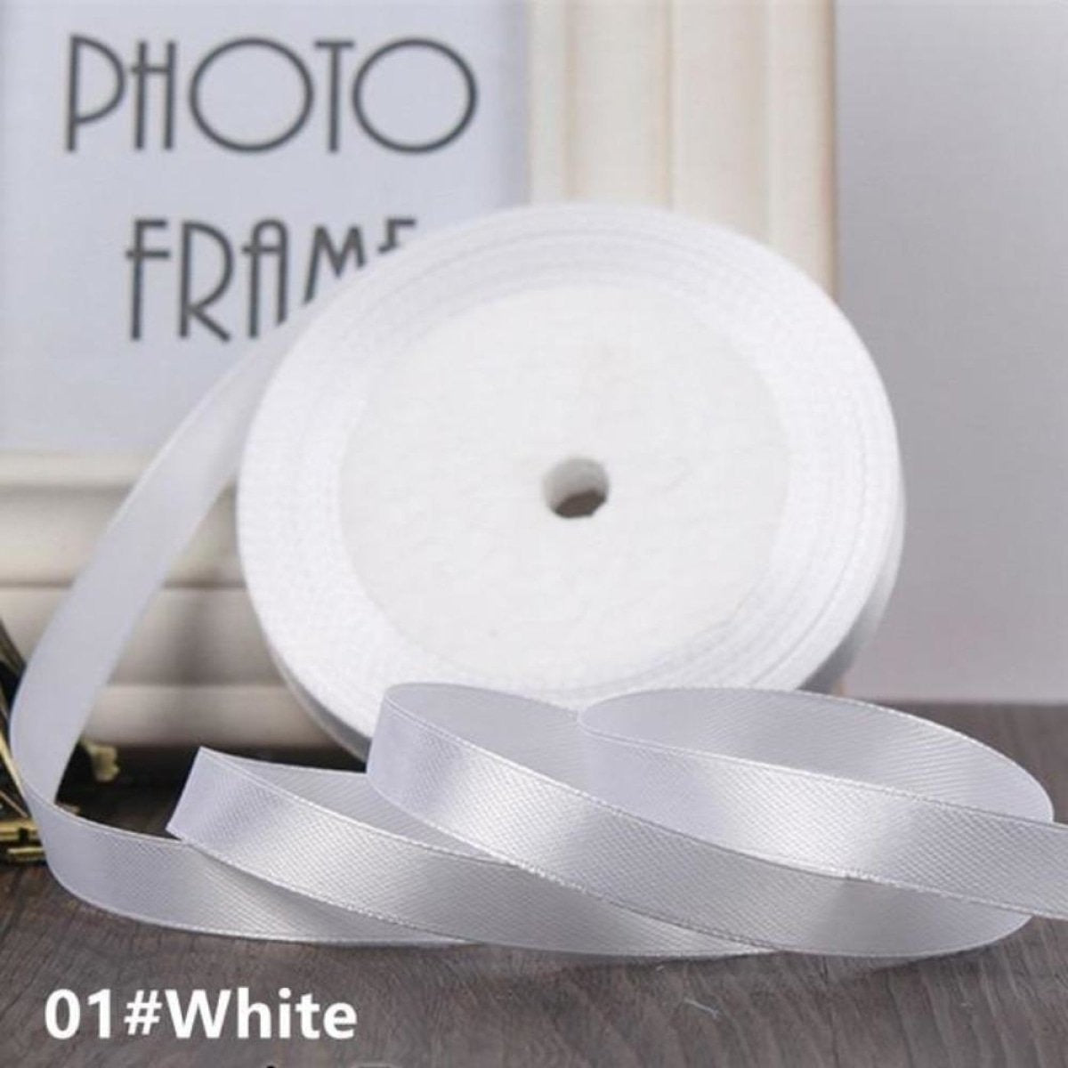 22m 10mm-15mm Polyester Ribbon for Crafts Bow Gift Wrapping Party Wedding Hair - White 10mm - - Asia Sell
