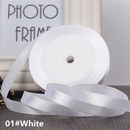 22m 10mm-15mm Polyester Ribbon for Crafts Bow Gift Wrapping Party Wedding Hair - White 10mm - - Asia Sell