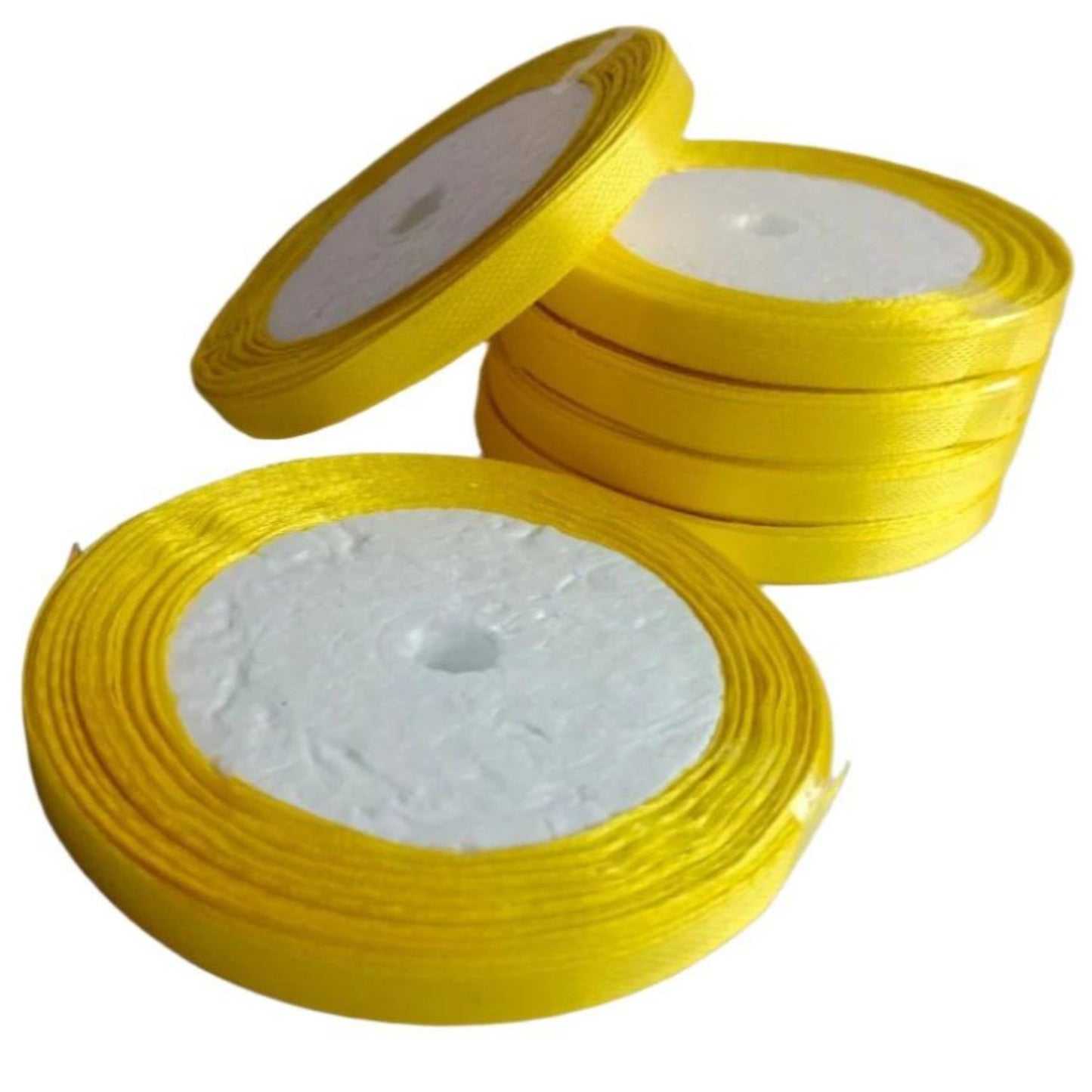22m 6mm Polyester Ribbon for Crafts Bow Gift Wrapping Party Wedding Hair Christmas Decoration DIY - Yellow - Asia Sell