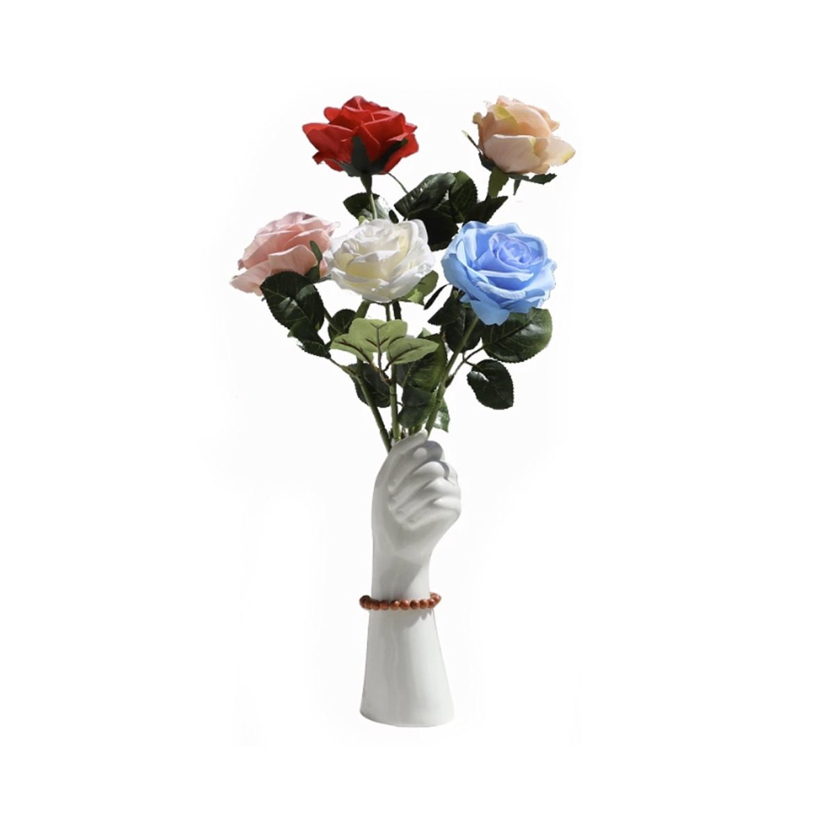 23cm Ceramic White Gold Silver Black Hand Vase Nordic Style Home Office Decor Creative Plant Flower Vase Floral Ornament Artificial Flowers - Gold - Asia Sell