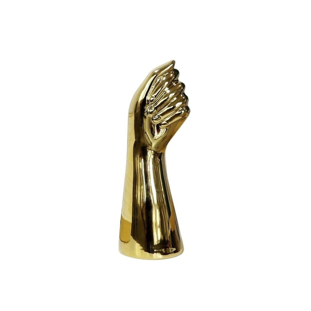 23cm Ceramic White Gold Silver Black Hand Vase Nordic Style Home Office Decor Creative Plant Flower Vase Floral Ornament Artificial Flowers - Gold - Asia Sell