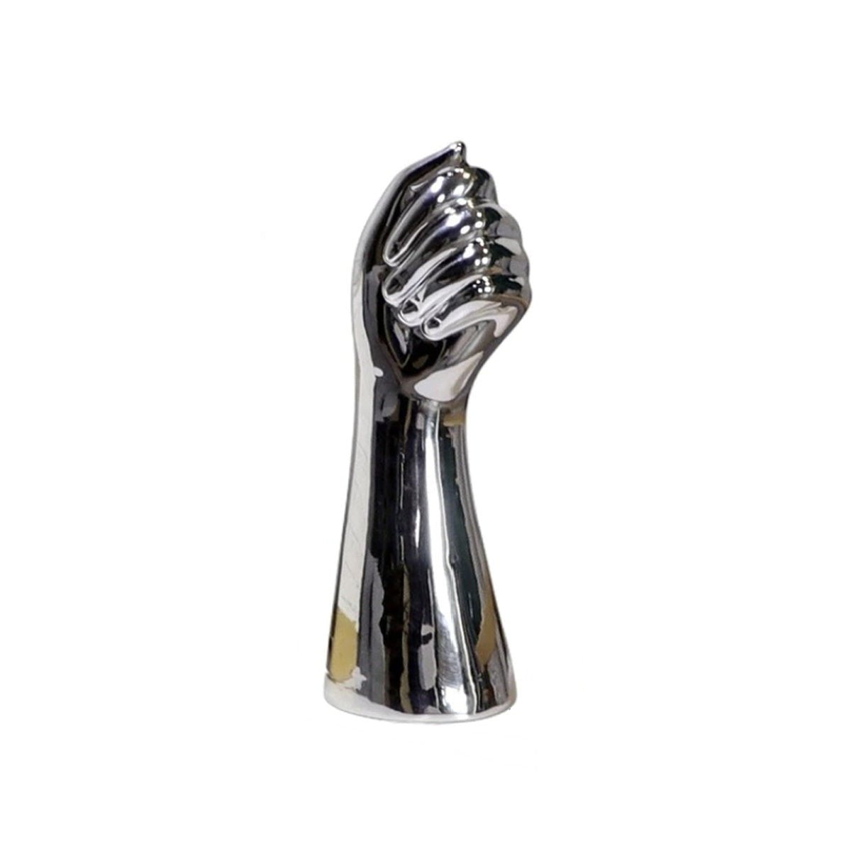 23cm Ceramic White Gold Silver Black Hand Vase Nordic Style Home Office Decor Creative Plant Flower Vase Floral Ornament Artificial Flowers - Silver - Asia Sell