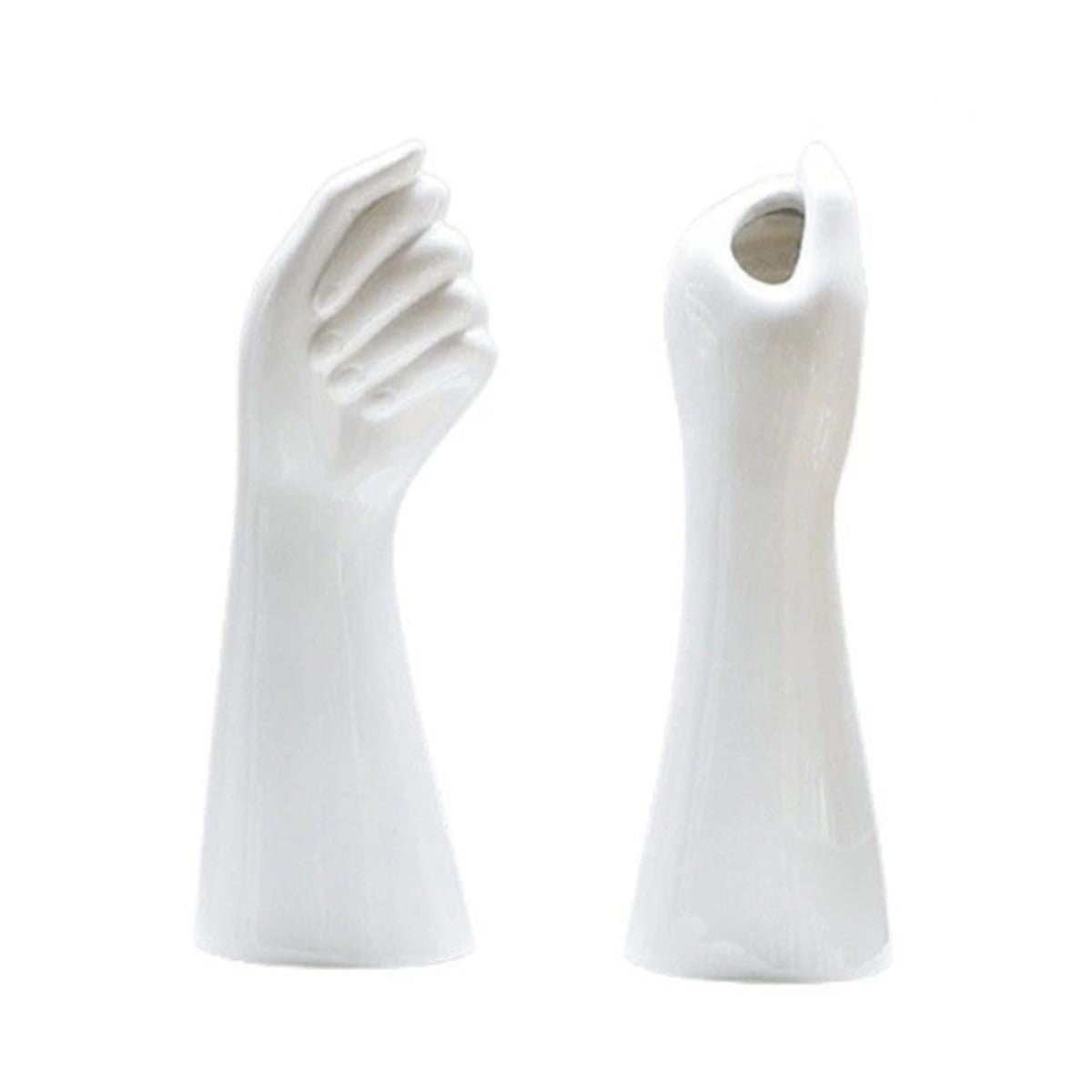 23cm Ceramic White Gold Silver Black Hand Vase Nordic Style Home Office Decor Creative Plant Flower Vase Floral Ornament Artificial Flowers - White - Asia Sell
