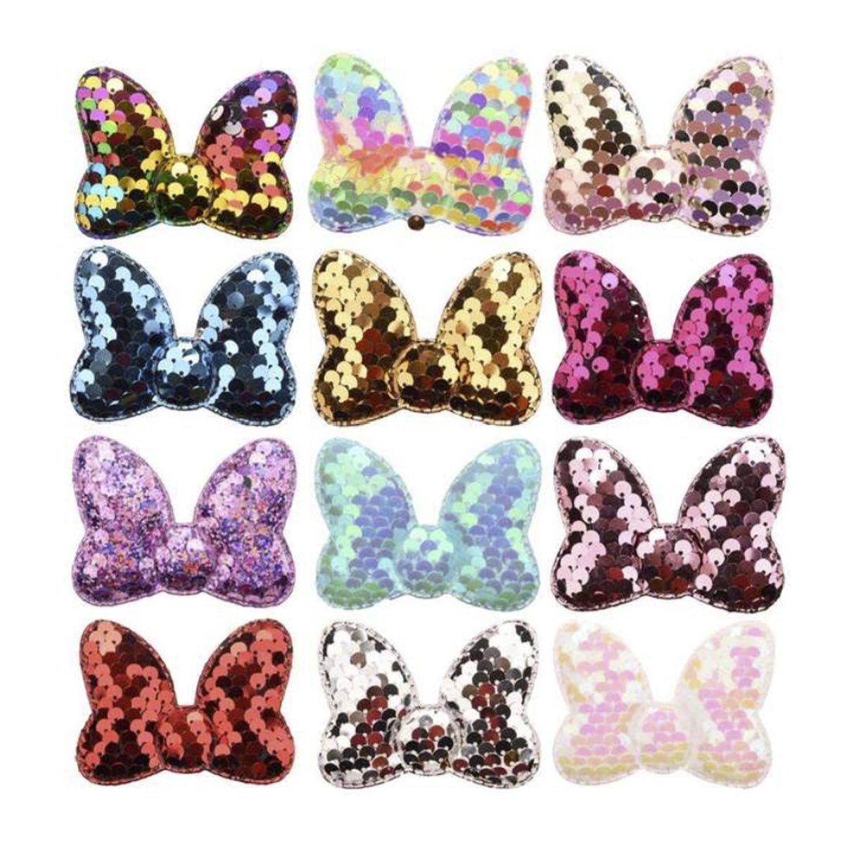 24pcs 2.4in Sequin Butterflies Sequin Bling Hair Bows Hair Accessories For Girls Headwrap No Hairclip Barrette - - Asia Sell