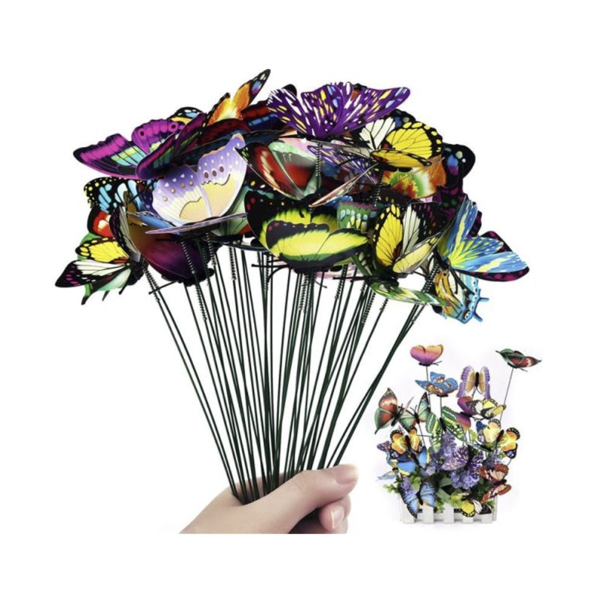 24pcs Potting Stakes PVC Butterflies Garden Yard Planter Decoration Outdoor - - Asia Sell