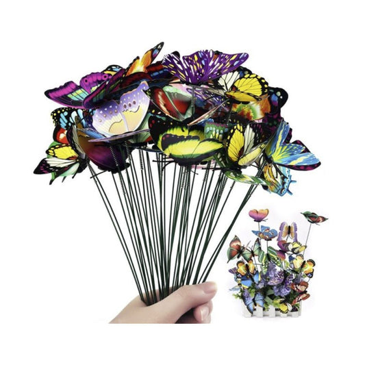 24pcs Potting Stakes PVC Butterflies Garden Yard Planter Decoration Outdoor - Asia Sell