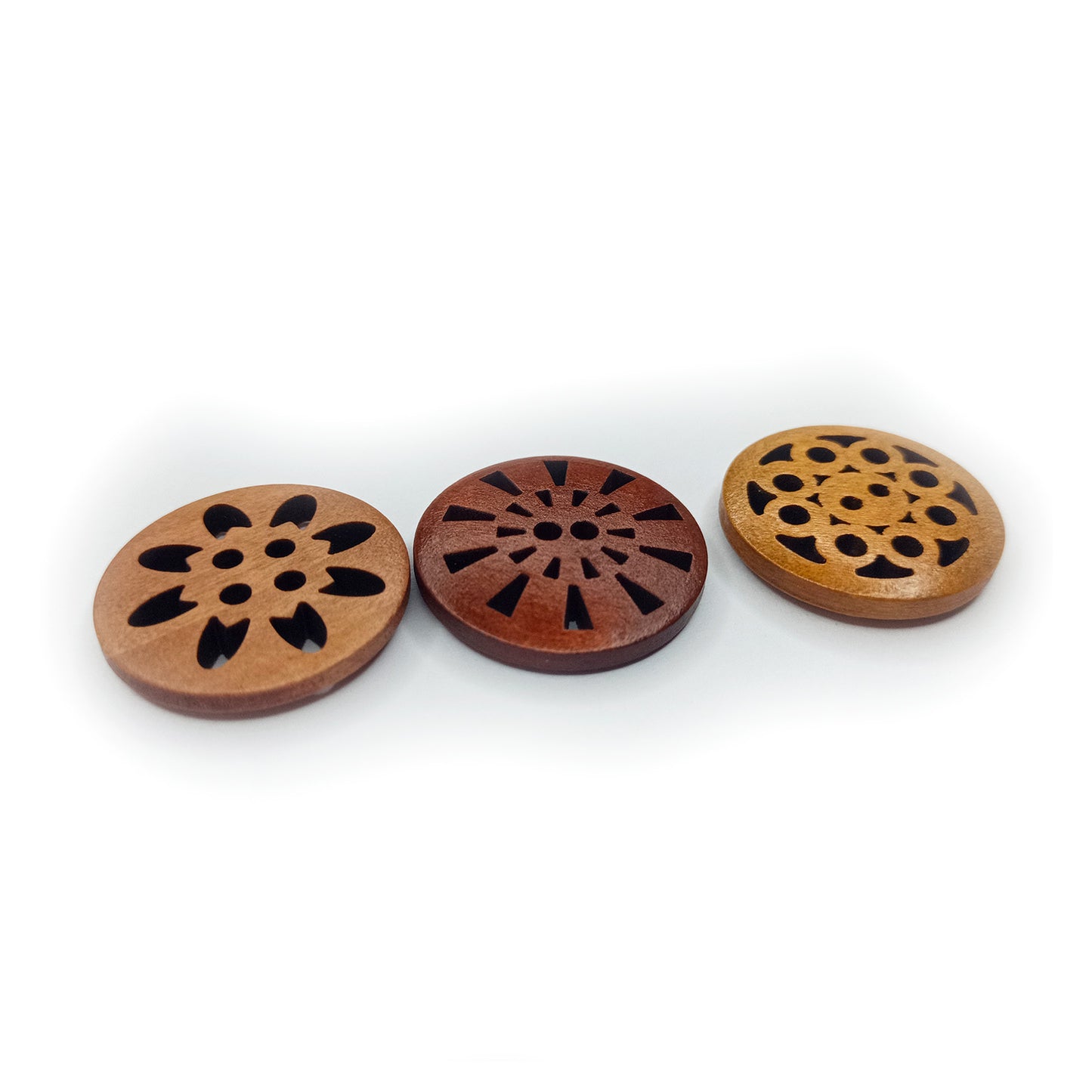 30pcs 25mm Carved Wooden Buttons Brown Shades for Coat Garment Upholstery