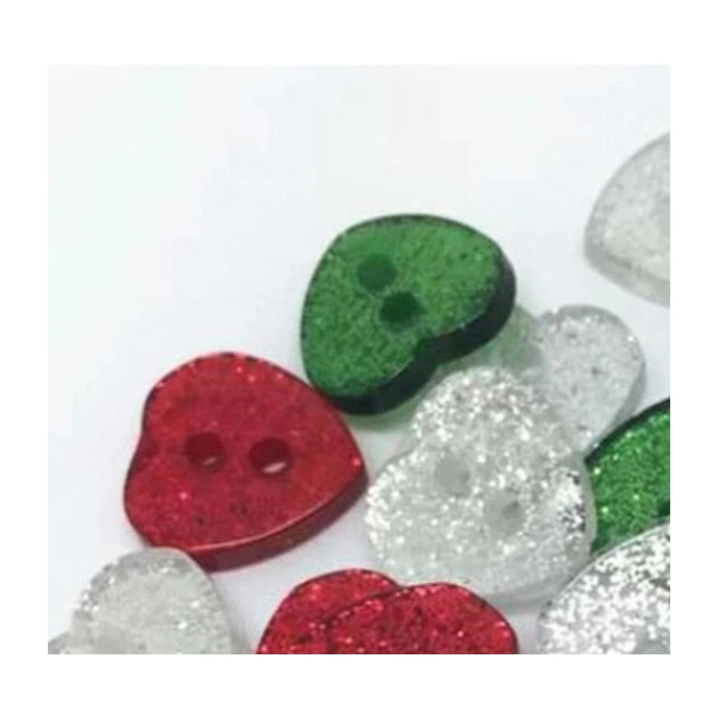 25pcs 12x13mm Heart Shape Buttons Christmas Theme 2 Hole Resin Flatback Clothing Sewing - - Asia Sell
