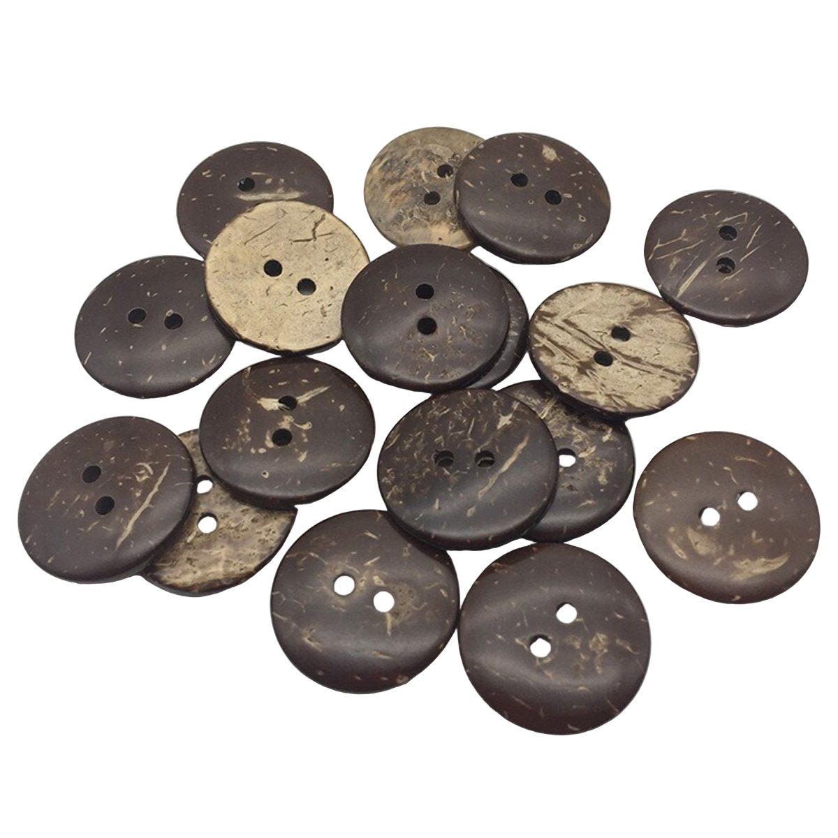 25pcs 2 Holes Clothing Buttons Coconut Shell Round Wooden 13mm Sewing - Asia Sell