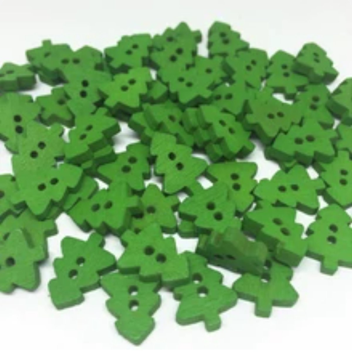 25pcs Christmas Tree Buttons Red Green White Wood 2 Holes Scrapbooking Crafts - Green - Asia Sell
