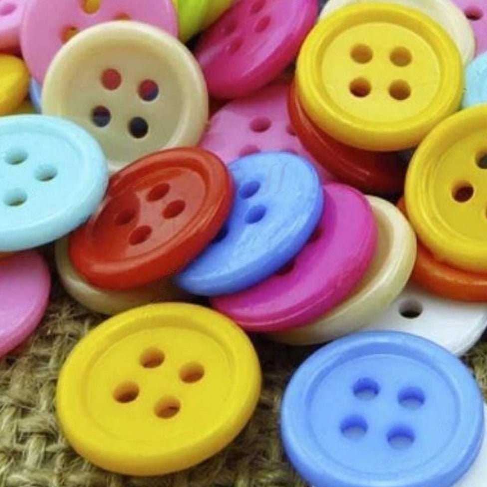 25pcs Mixed Colour Buttons 12.5mm 4-Hole Round Shape Plastic Resin Holes Sewing DIY - - Asia Sell