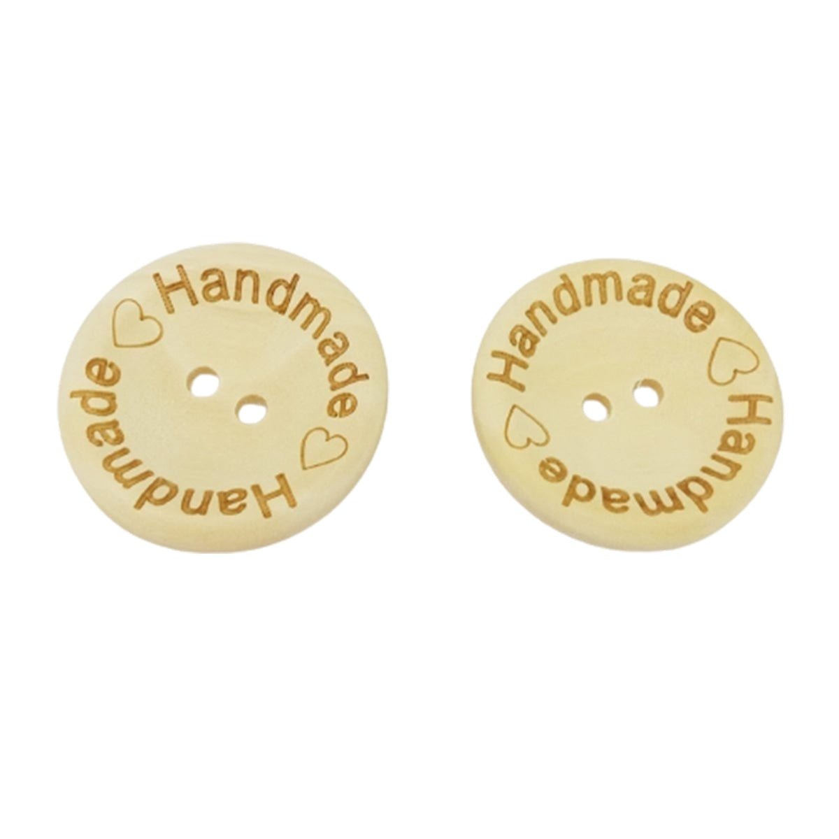 25pcs Wooden Buttons 2-Holes Handmade with Love Round Button Handmade Clothes - 30mm "Handmade" - Asia Sell