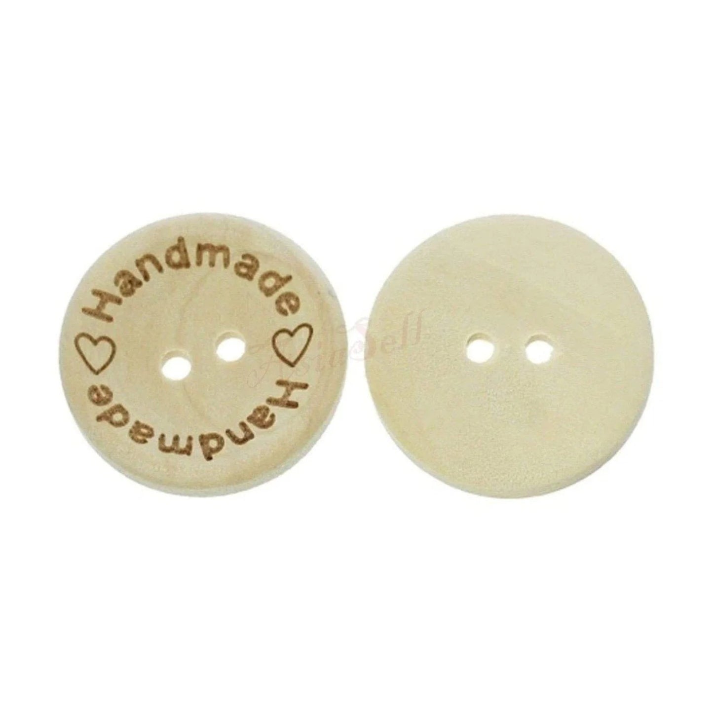 25x 20mm "Handmade Handmade" Round Wooden Buttons Handmade Clothes - - Asia Sell