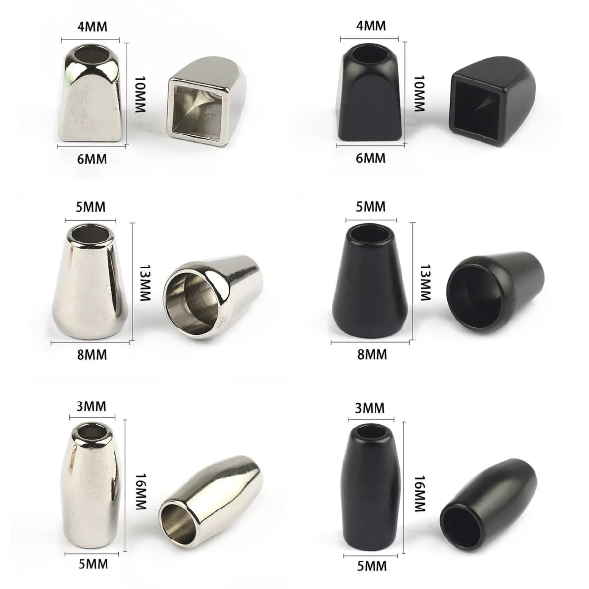 2/6pcs 10-16mm Metal Cord Lock Toggle Clip Clothing Rope End Bag Hat Clothes Bags Craft - 2PCS 10mm Silver - Asia Sell