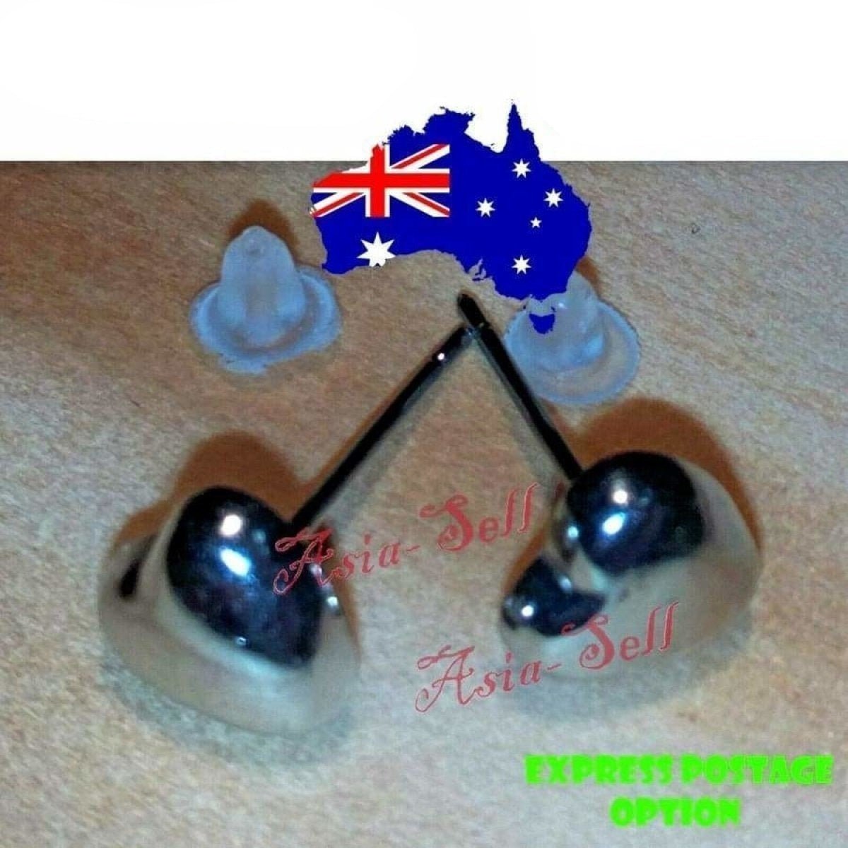 2Pair! Silver Heart Shaped Women's Stud Earrings Push-Back Cute Small 7mm - - Asia Sell