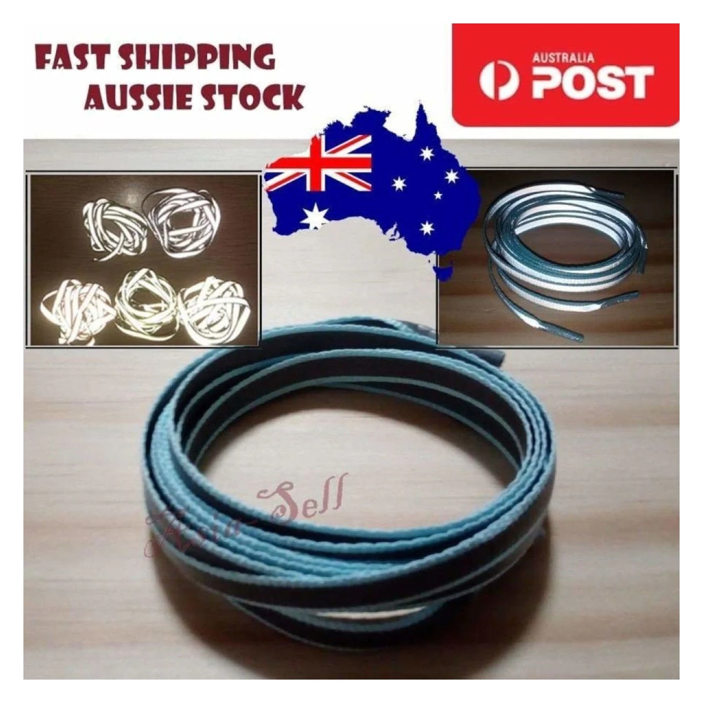 2pcs 100cm BLUE Shoelaces GREY PART GLOWS VERY BRIGHT WHITE Fluorescent - - Asia Sell