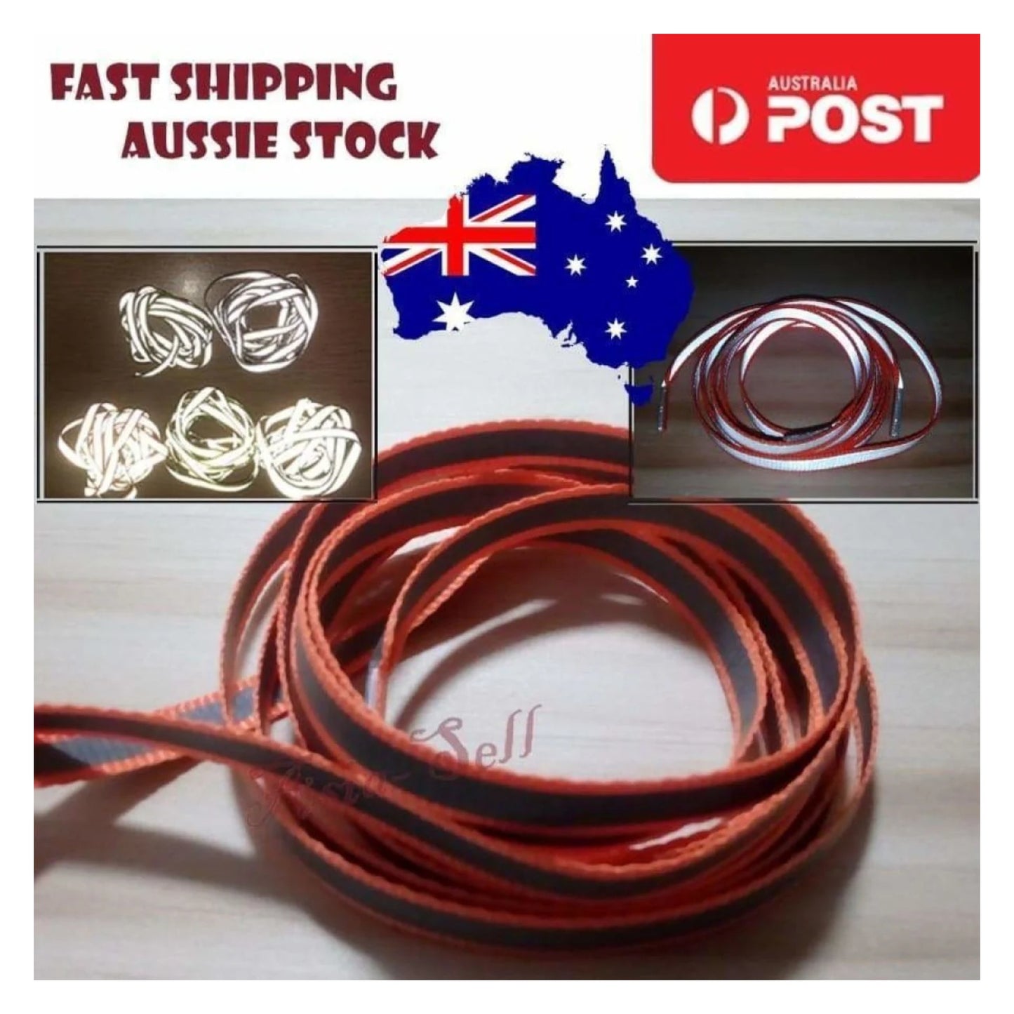 2pcs 100cm ORANGE Shoelaces GREY PART GLOWS VERY BRIGHT WHITE Fluorescent - - Asia Sell