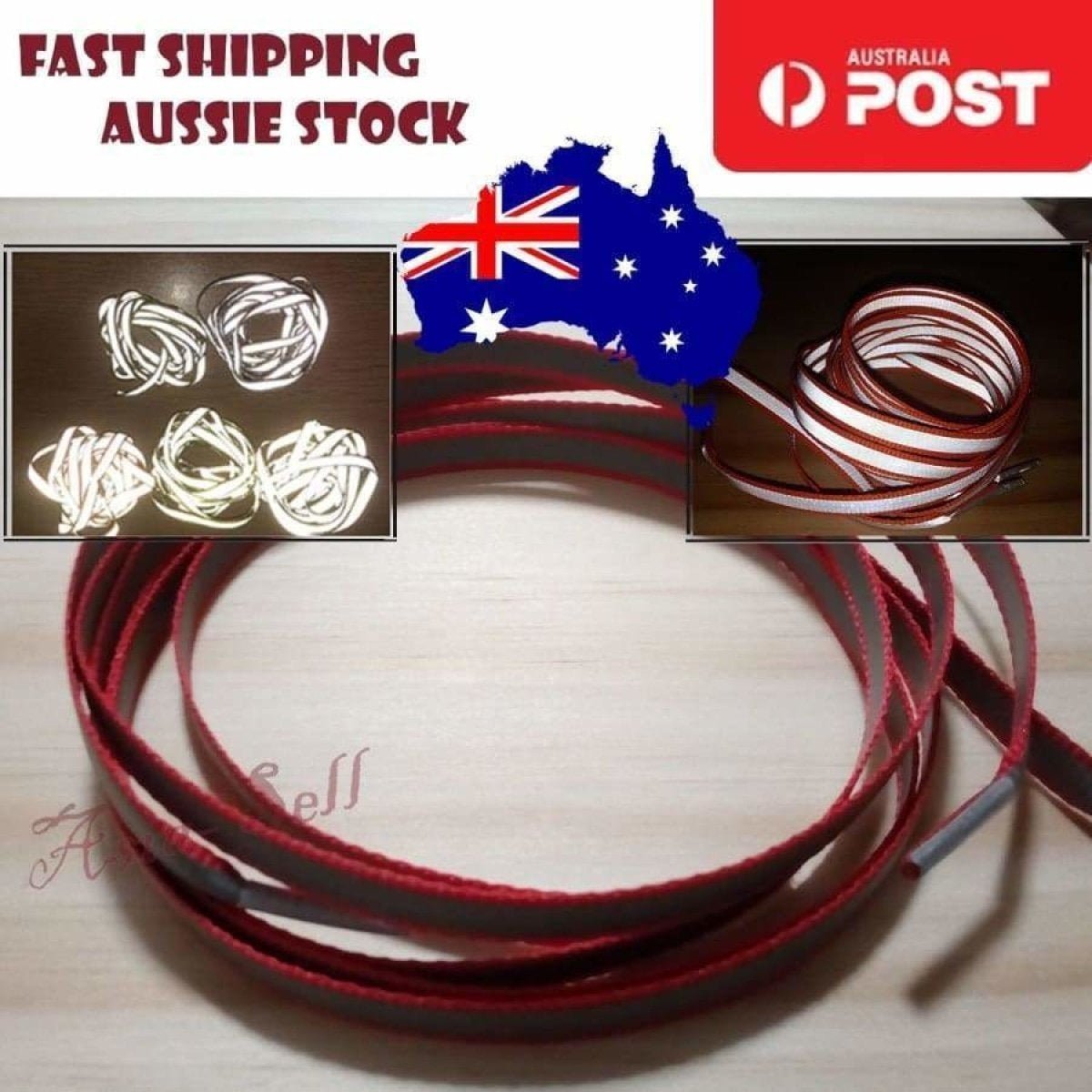 2pcs 100cm RED Shoelaces GREY PART GLOWS VERY BRIGHT WHITE Fluorescent - - Asia Sell