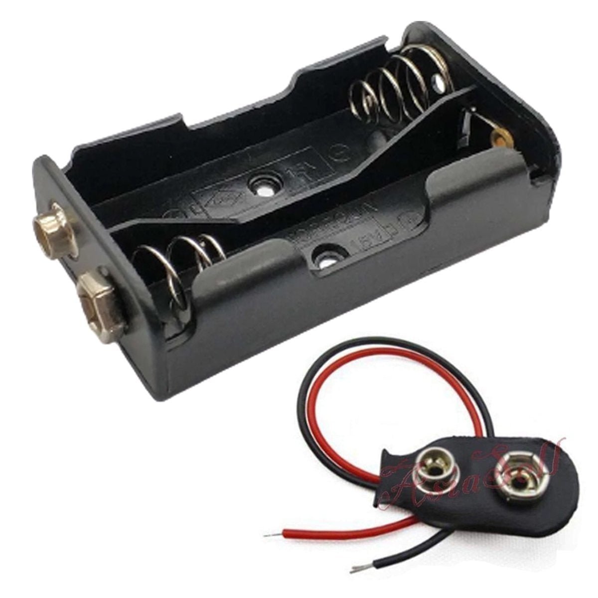2pcs 2xAA Battery Holder With Clip 2x1.5V 3V AA Side By Side - - Asia Sell