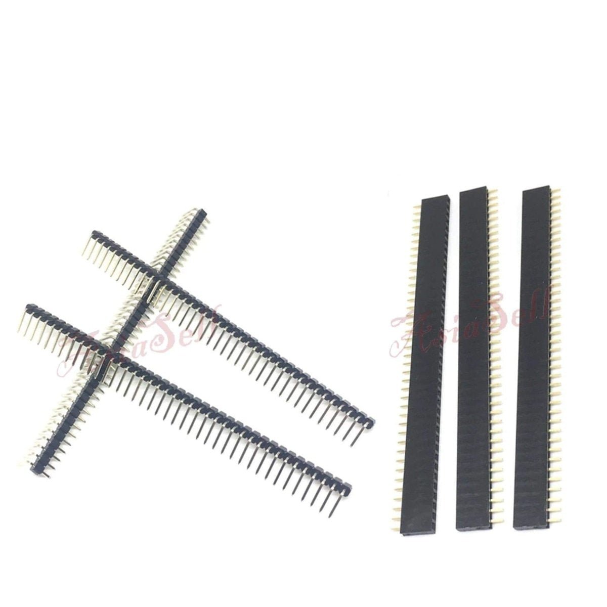 2pcs 40 Pin 1x40 Single Row Female Male 2.54mm Pitch Header Straight Right Angle Adapter - 2x Male Header - Asia Sell
