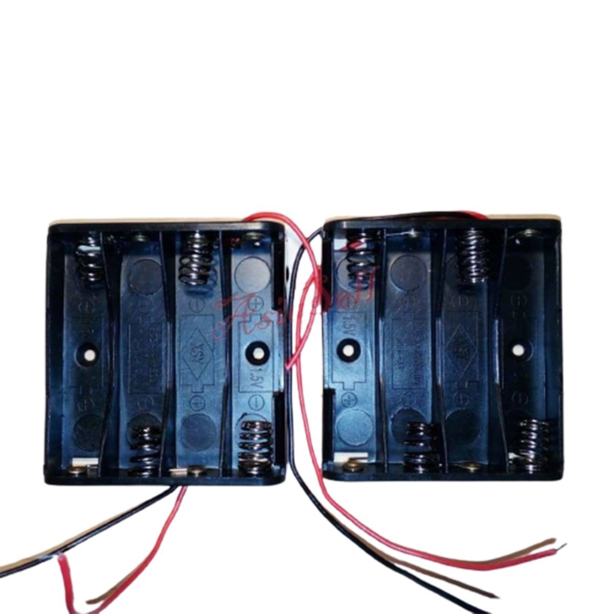 2pcs 4xAAA Battery Holder 4x1.5V 6V Box Case AAA Black Red Leads - - Asia Sell