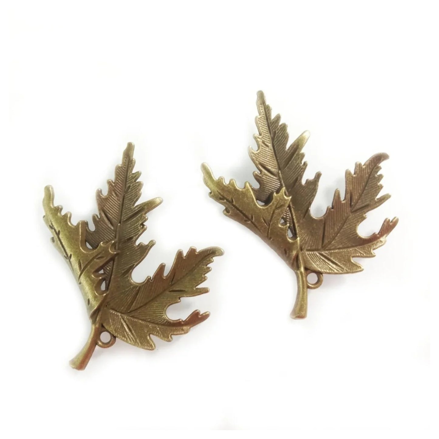 2pcs 55x45mm Antique Silver Bronze Colour Maple Leaf Pendant Charm Necklace Quality Large - Bronze Colour - Asia Sell