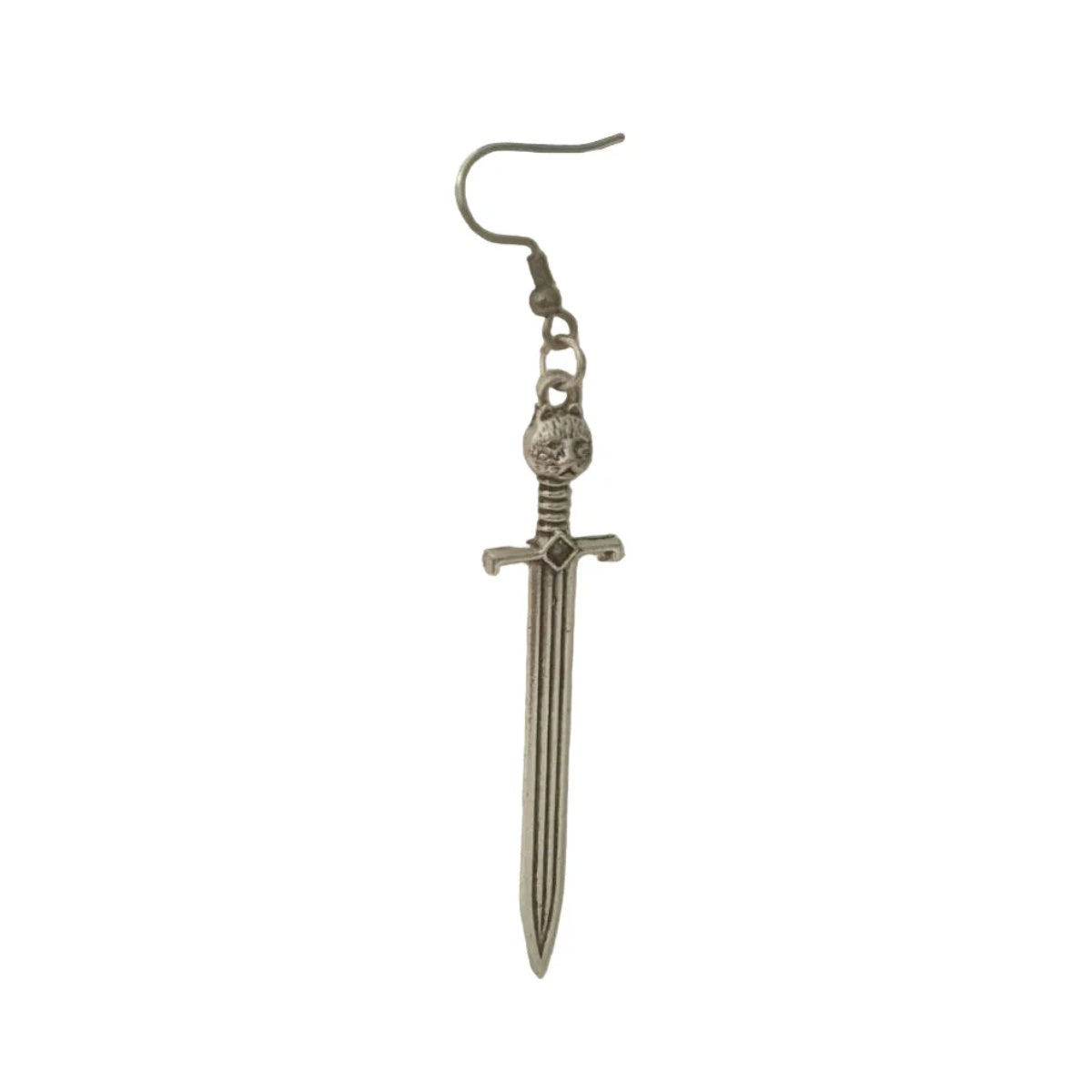 2pcs Antique Silver Colour Dangle Earring Pendant Sword Charms Jewelry 67x14mm Vintage - - Asia Sell
