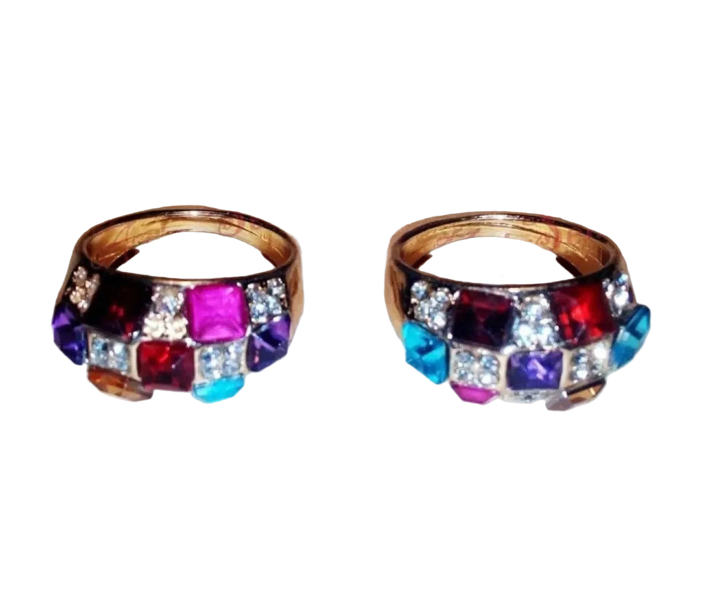 2pcs Colorful Zircon Womens Ring Wedding Gift Ring Fashion Jewellery Women - - Asia Sell