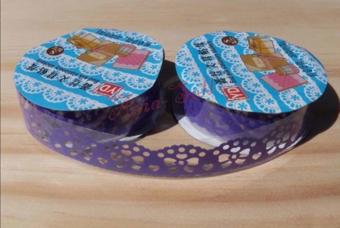 2pcs Decorative Sticky Tape Lace Roll Purple Washi Adhesive Ribbon Tape Wedding Craft - - Asia Sell
