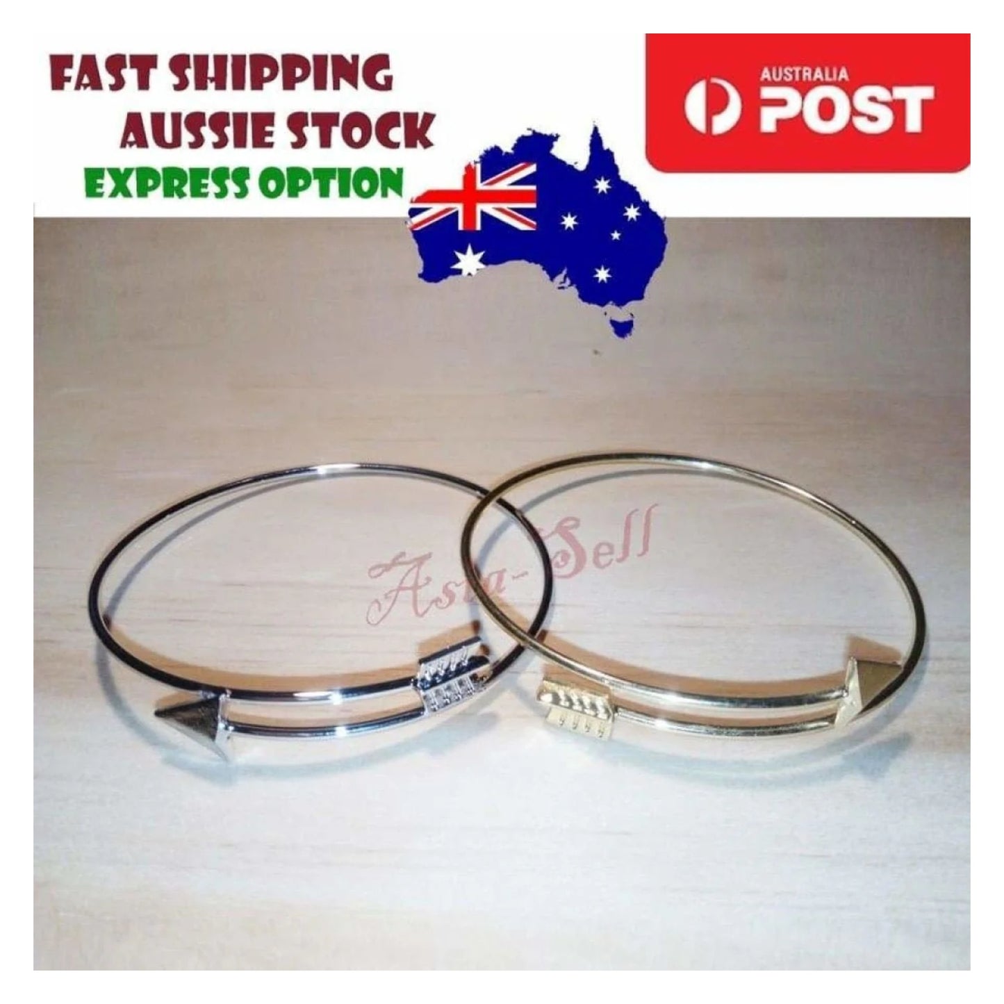 2pcs Gothic Punk Arrow Bangle SIlver Gold Cuff Jewelry Open Adjustable Bracelet - - Asia Sell