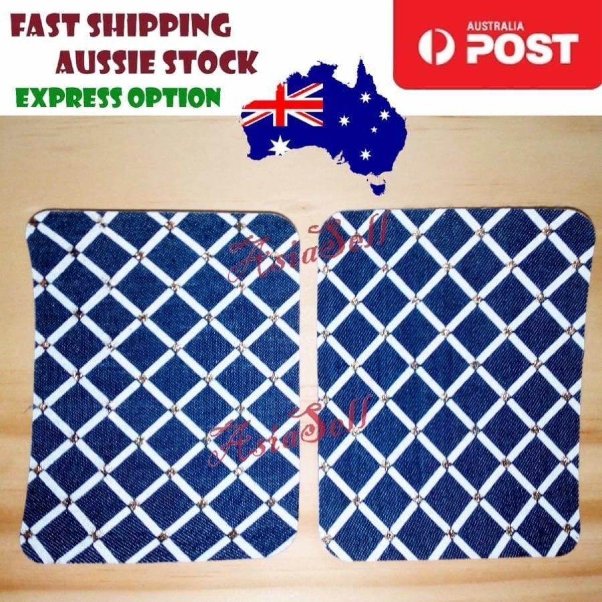 2pcs Iron-on Blue Black Patterned Clothing Patch Pattern Fabric Repair Denim Jacket Jeans - Criss Cross - - Asia Sell