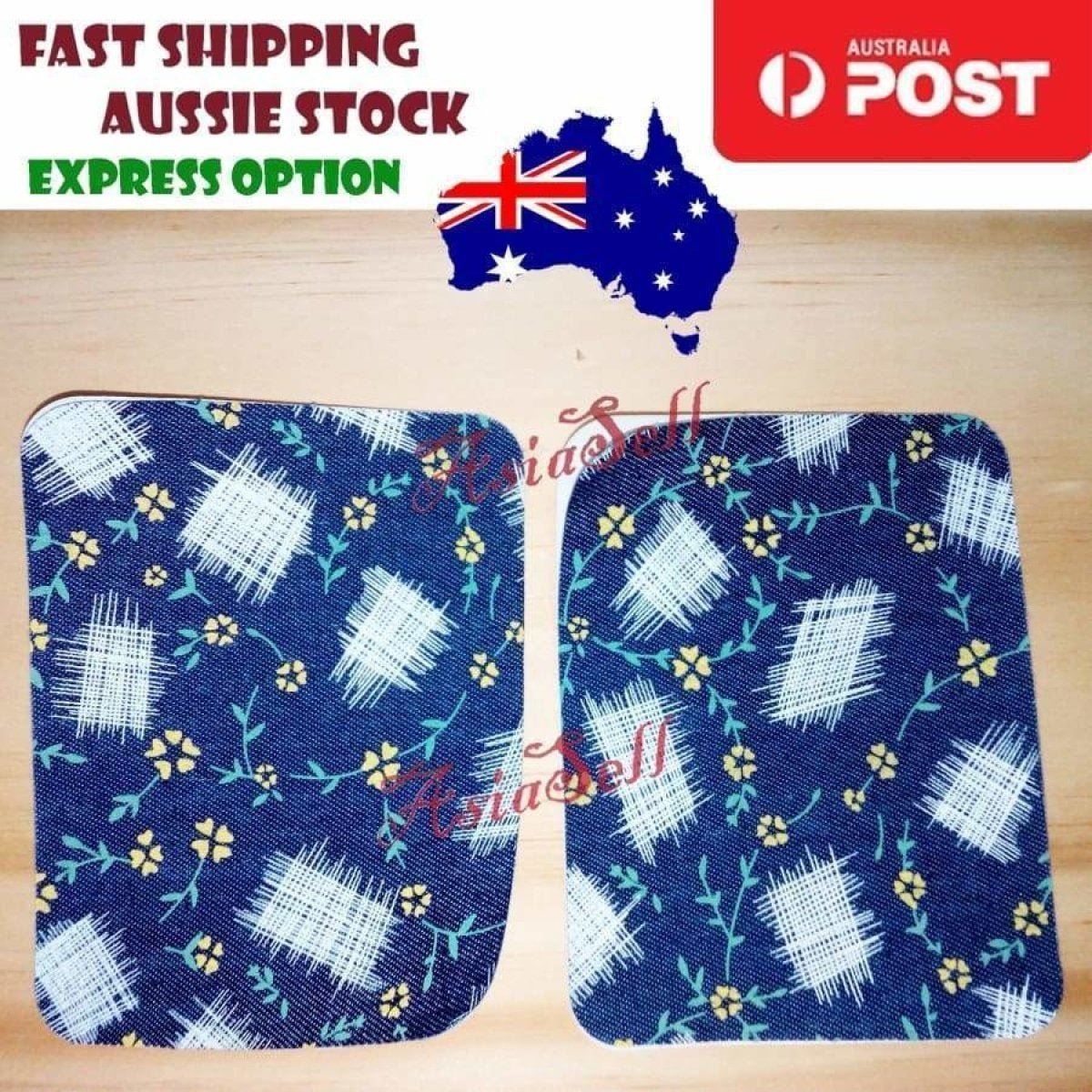 2pcs Iron-on Blue Black Patterned Clothing Patch Pattern Fabric Repair Denim Jacket Jeans - Flowers - - Asia Sell