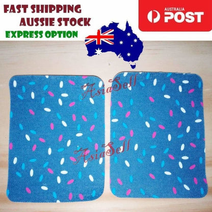 2pcs Iron-on Blue Black Patterned Clothing Patch Pattern Fabric Repair Denim Jacket Jeans - Spots - - Asia Sell