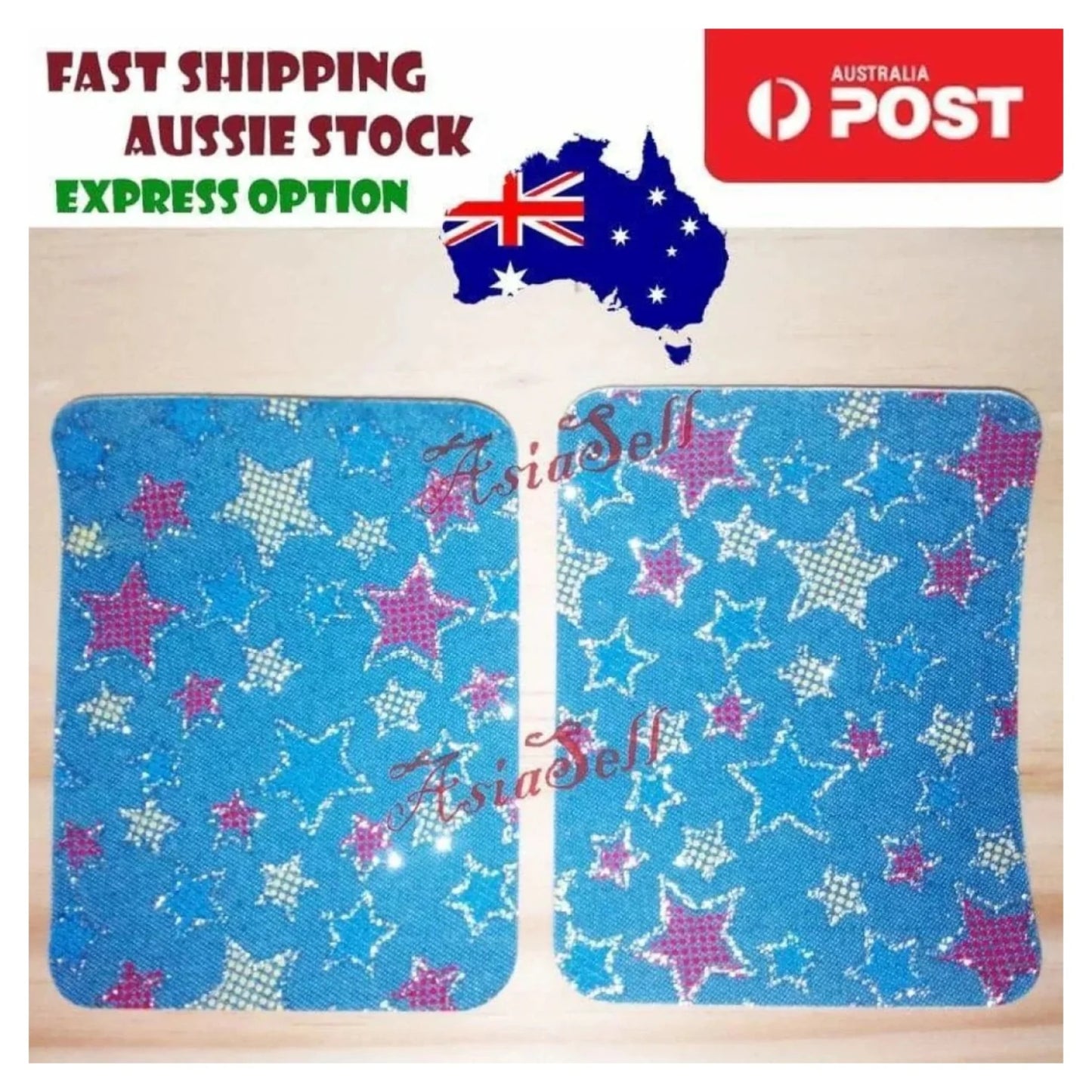 2pcs Iron-on Blue Black Patterned Clothing Patch Pattern Fabric Repair Denim Jacket Jeans - Stars - Asia Sell