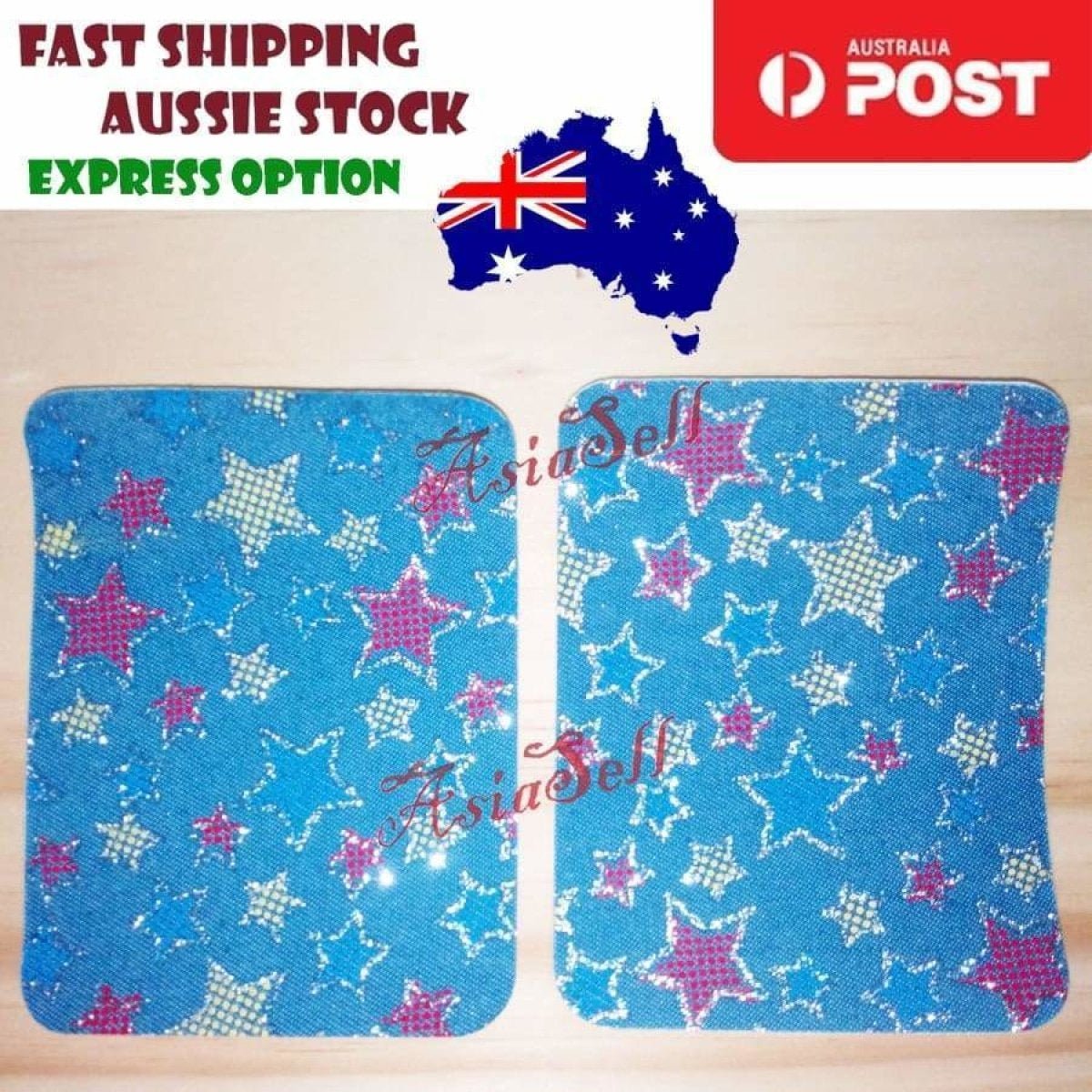 2pcs Iron-on Blue Black Patterned Clothing Patch Pattern Fabric Repair Denim Jacket Jeans - Stars - - Asia Sell