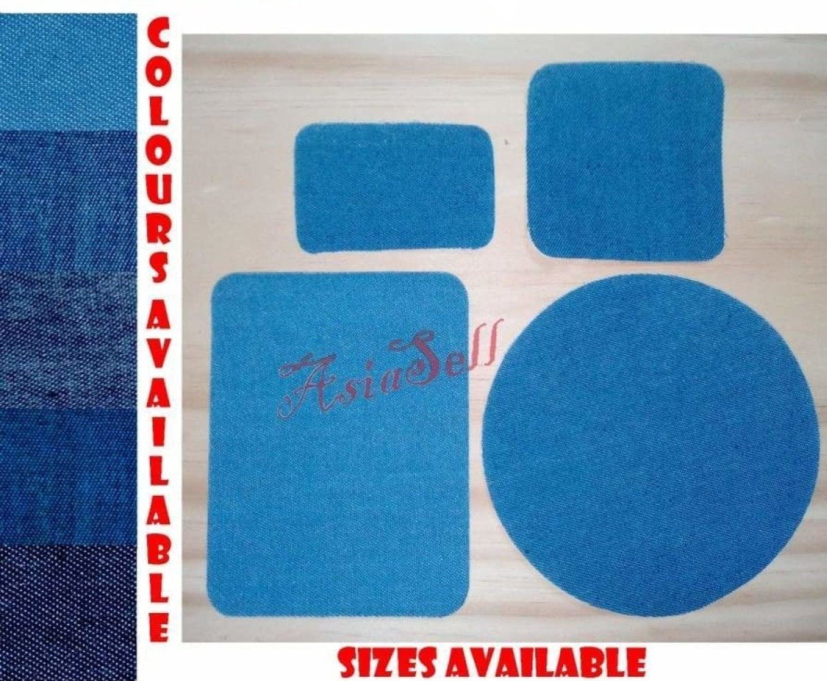 2pcs Iron-on Fabric Blue Black Denim Jeans Clothing Jacket Patch Patches Repair Sewing Shapes - 12.5x9.5cm Blue B - Asia Sell