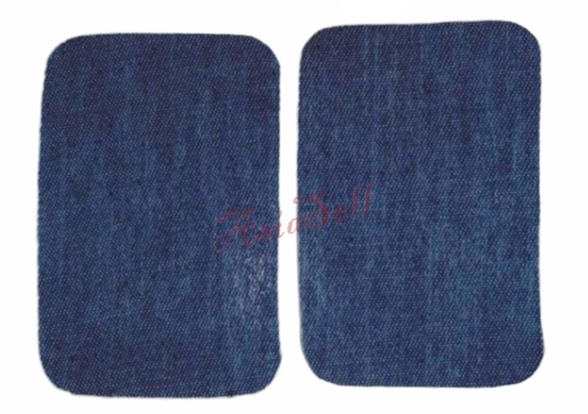 2pcs Iron-on Fabric Blue Black Denim Jeans Clothing Jacket Patch Patches Repair Sewing Shapes - 7.5x5cm Blue C - Asia Sell
