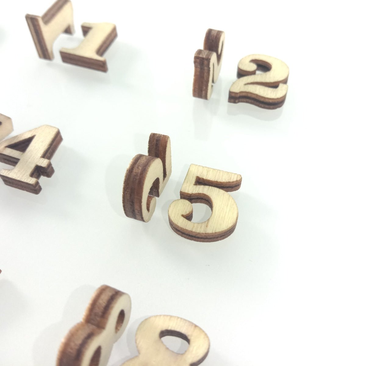 2pcs Mini Wooden Numbers 15mm High Art DIY Craft Wood Mathematics Learning - 2pcs number 5 - Asia Sell