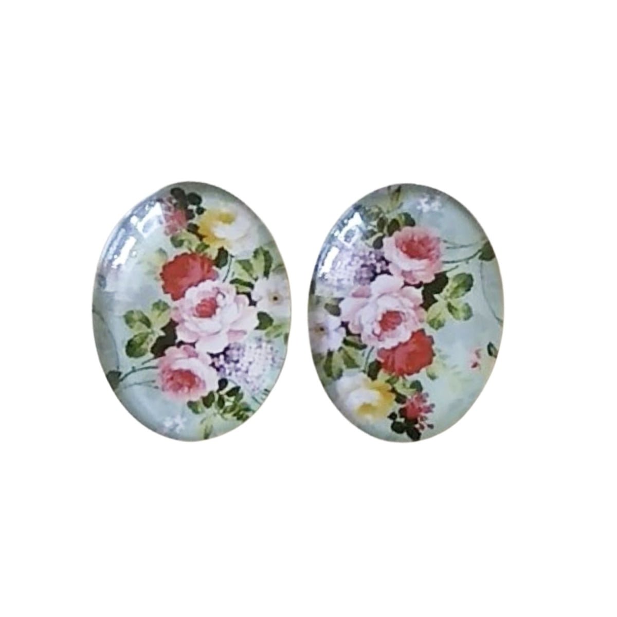 2pcs Photo Glass Cabochon 30x40mm Oriental Chinese Style Flatback Domed - Light Green - Asia Sell