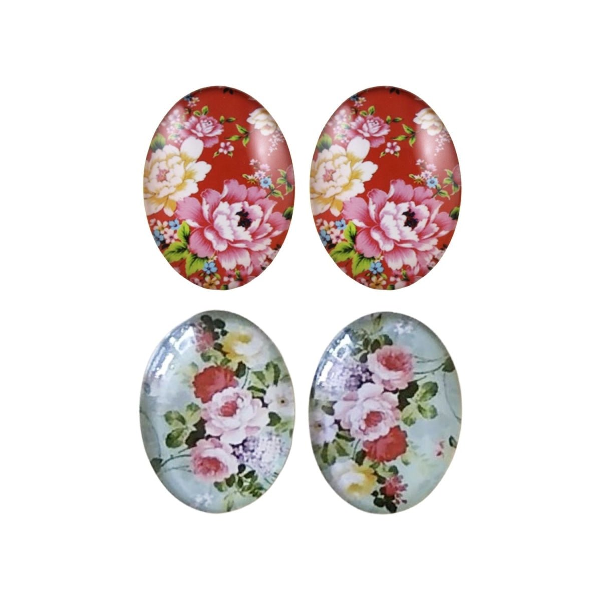 2pcs Photo Glass Cabochon 30x40mm Oriental Chinese Style Flatback Domed - Light Green - Asia Sell